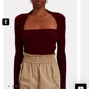 INTERMIX Colbie Rib Knit Top Color: RED-DRK Size Small